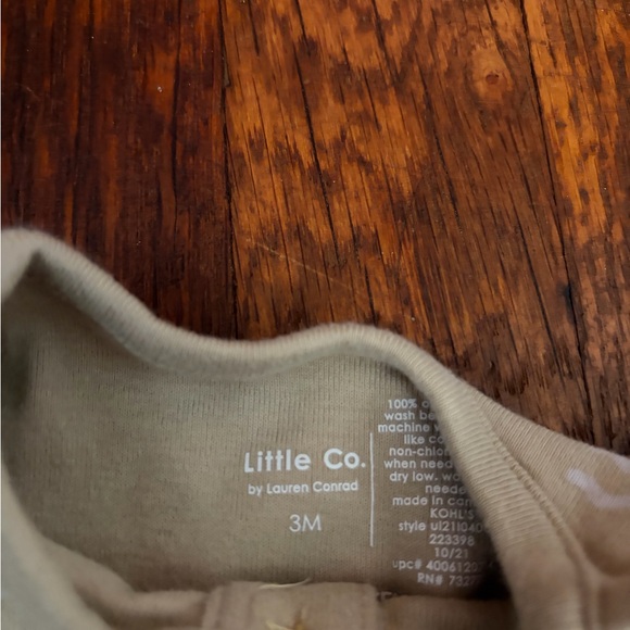 Charming Beige Kids Bodysuit with White Patterns - Picture 2 of 2